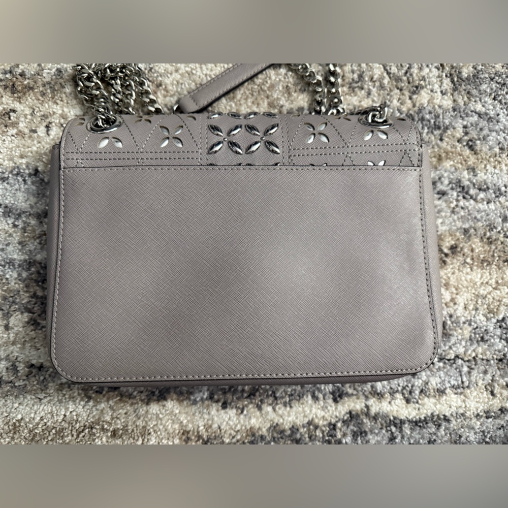 Michael Kors Gray Leather Shoulder Bag with Chain Strap - Picture 4 of 7